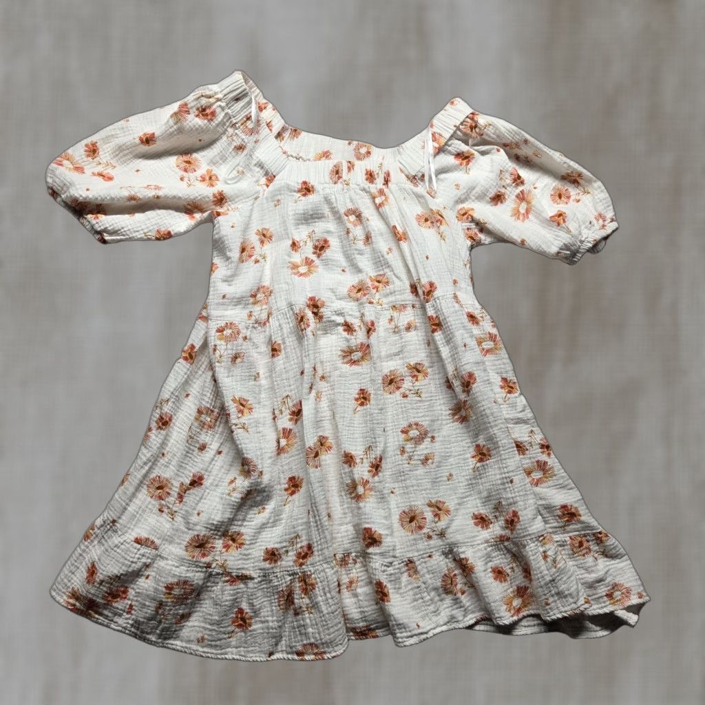 Vintage Wonderfly Shirt White Floral Shift Dress Short Sleeve Flutter Sleeve Petite Womens PL Size L / US 10 / IT 46 - 1 Thumbnail