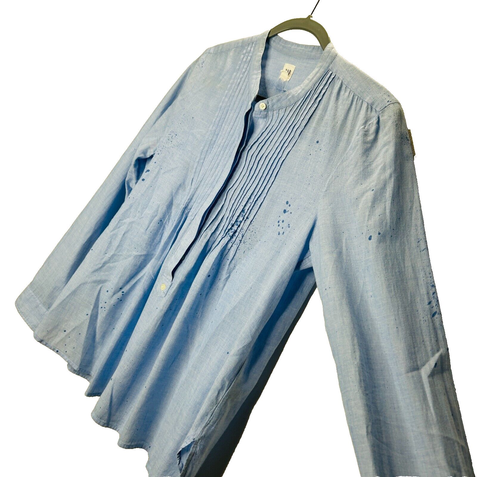 Gap Gap Blue Pintuck Banded Neck I Love You Spray Paint Top M Size M / US 6-8 / IT 42-44 - 2 Thumbnail