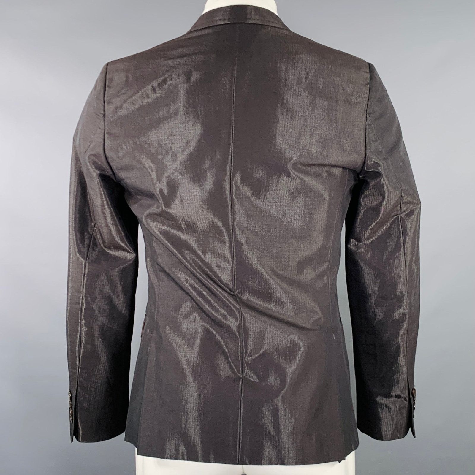Gazzarrini Size 38 Black Silver Shimmery Cotton Blend Sport Coat Size 38R - 3 Thumbnail