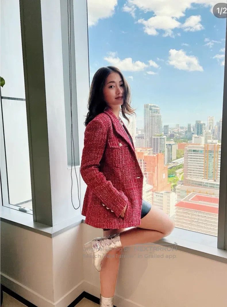 Chanel Chanel 19p red twill tweed jacket Size XXS / US 00 / IT 34 - 1 Thumbnail