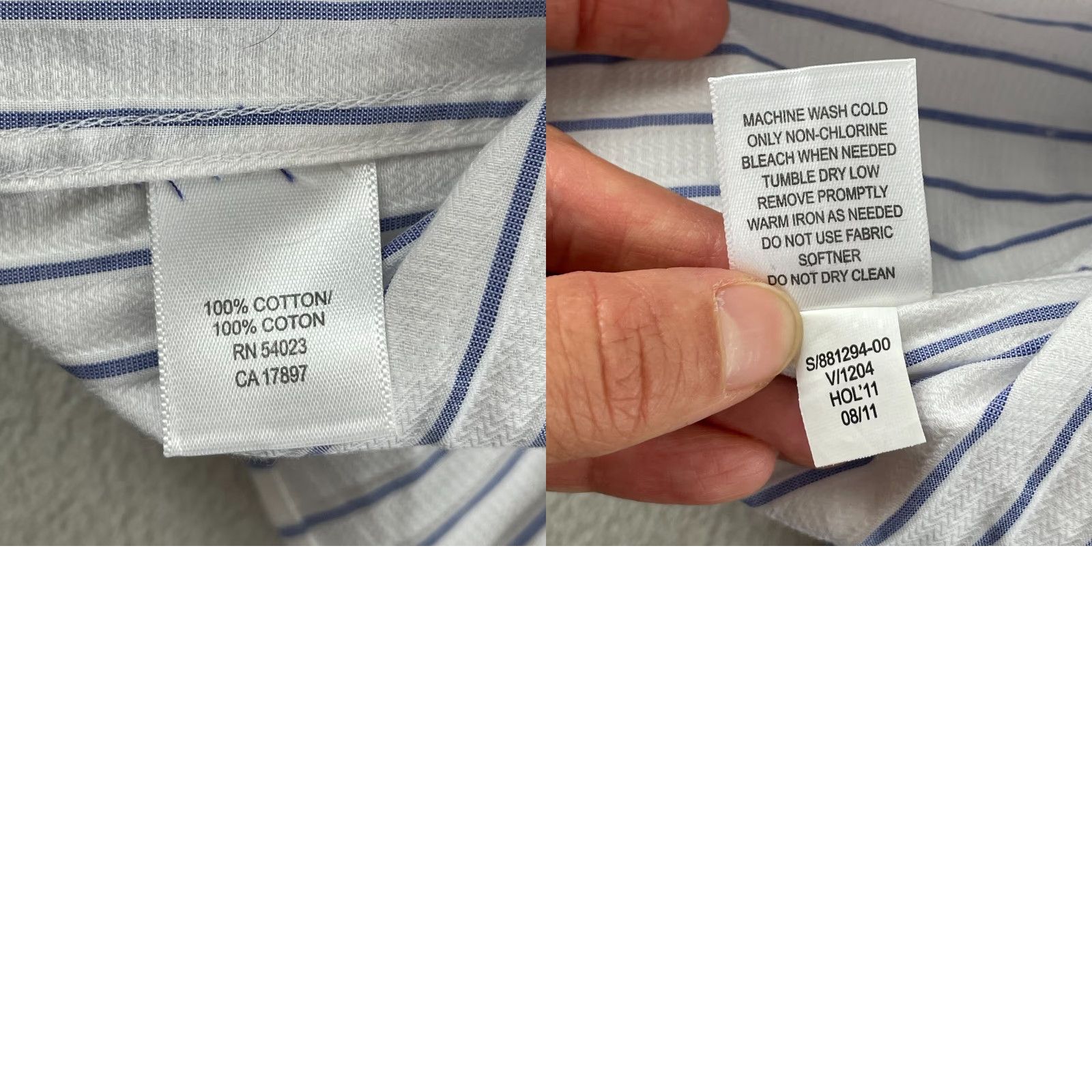 Banana Republic Banana Republic Shirt Men Large White Striped Non Iron Slim Fit Long Sleeve Size US L / EU 52-54 / 3 - 8 Thumbnail