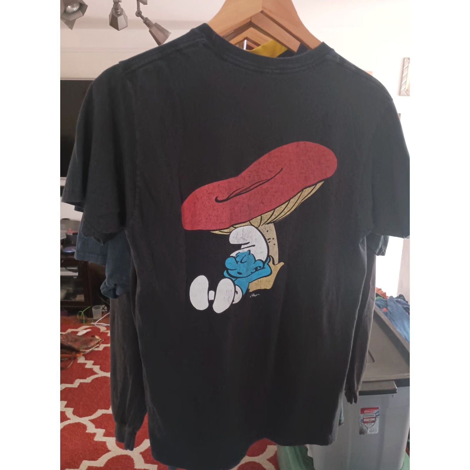 Vintage VINTAGE The Smurfs T-Shirt Men M Black Sleepy Pale Distressed 80s Cartoon Mushroom Toadstool Smurfs Shirt Mens Size US M / EU 48-50 / 2 - 4 Thumbnail