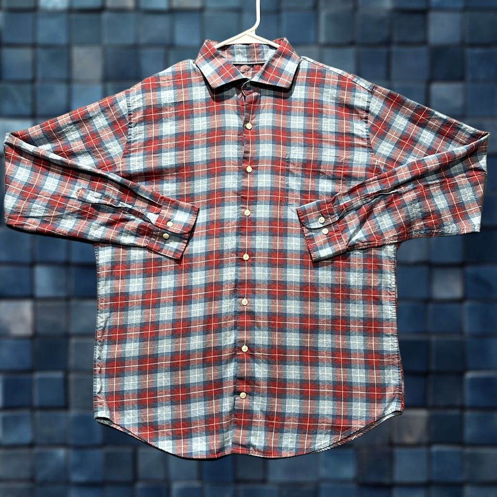 Peter Millar Peter Millar Shirt Mens Large Red Blue Plaid Alton Cotton Sport MS23W03LTS Size US L / EU 52-54 / 3 - 1 Thumbnail