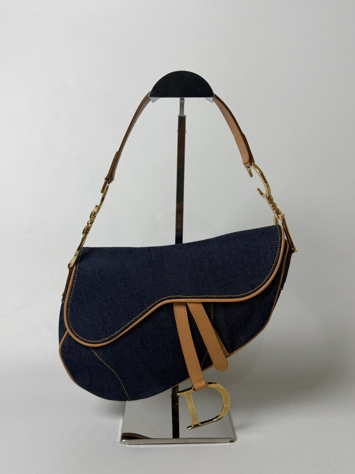 Dior 2000’s Christian Dior Saddle Blue Denim Rare Lining Size ONE SIZE - 3 Thumbnail
