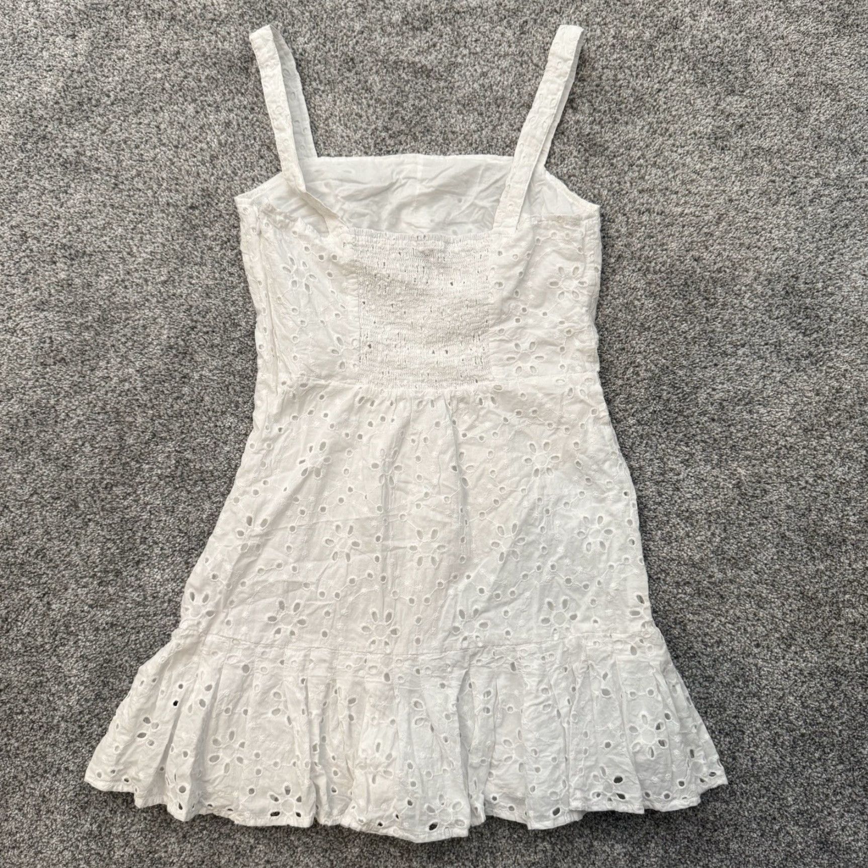 ALEXIS ALEXIS Target Mini Dress XS Eyelet Coquette Cottagecore Summer Smocked Romantic Dress Women Short White Cotton Size XS / US 0-2 / IT 36-38 - 2 Thumbnail