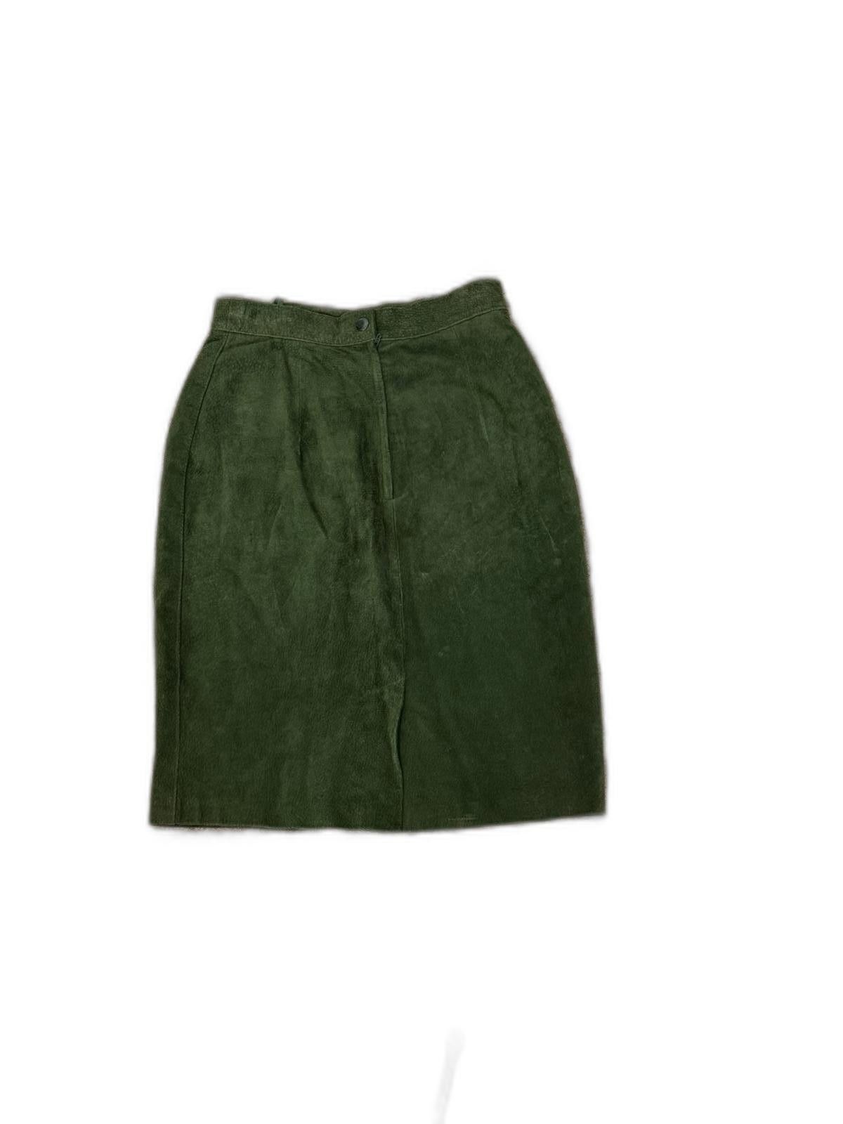 Banana Republic Vintage 90s 80s Green Genuine leather High Waist skirt Size 28" / US 6 / IT 42 - 2 Thumbnail