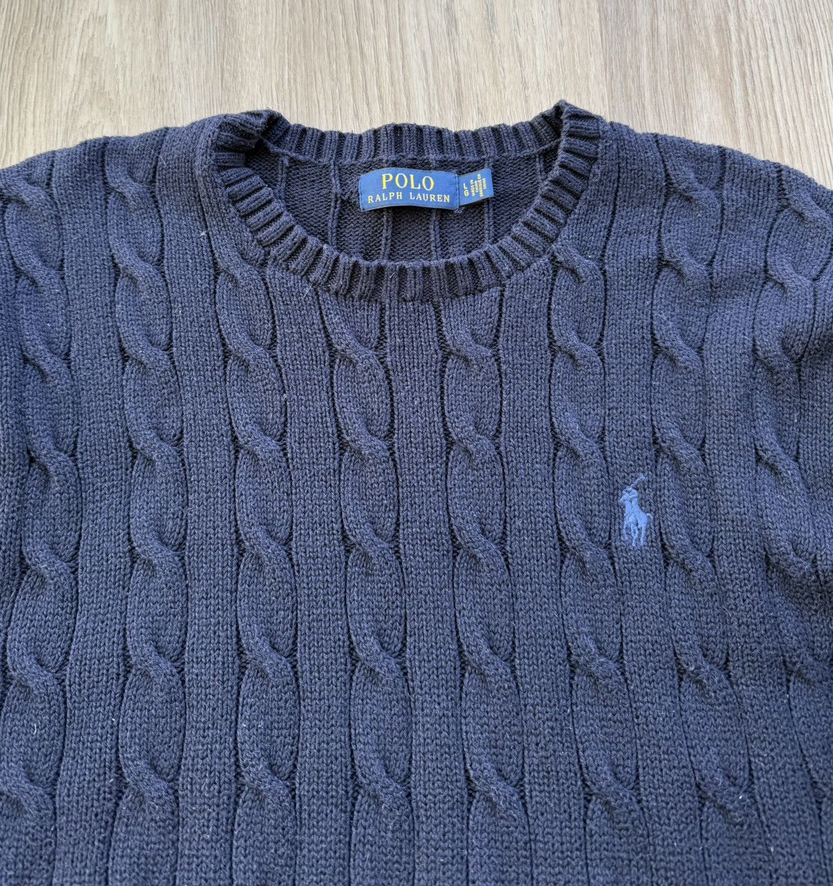 Polo Ralph Lauren Polo Ralph Lauren Navy Blue Cable Knit Sweater Size US L / EU 52-54 / 3 - 3 Thumbnail
