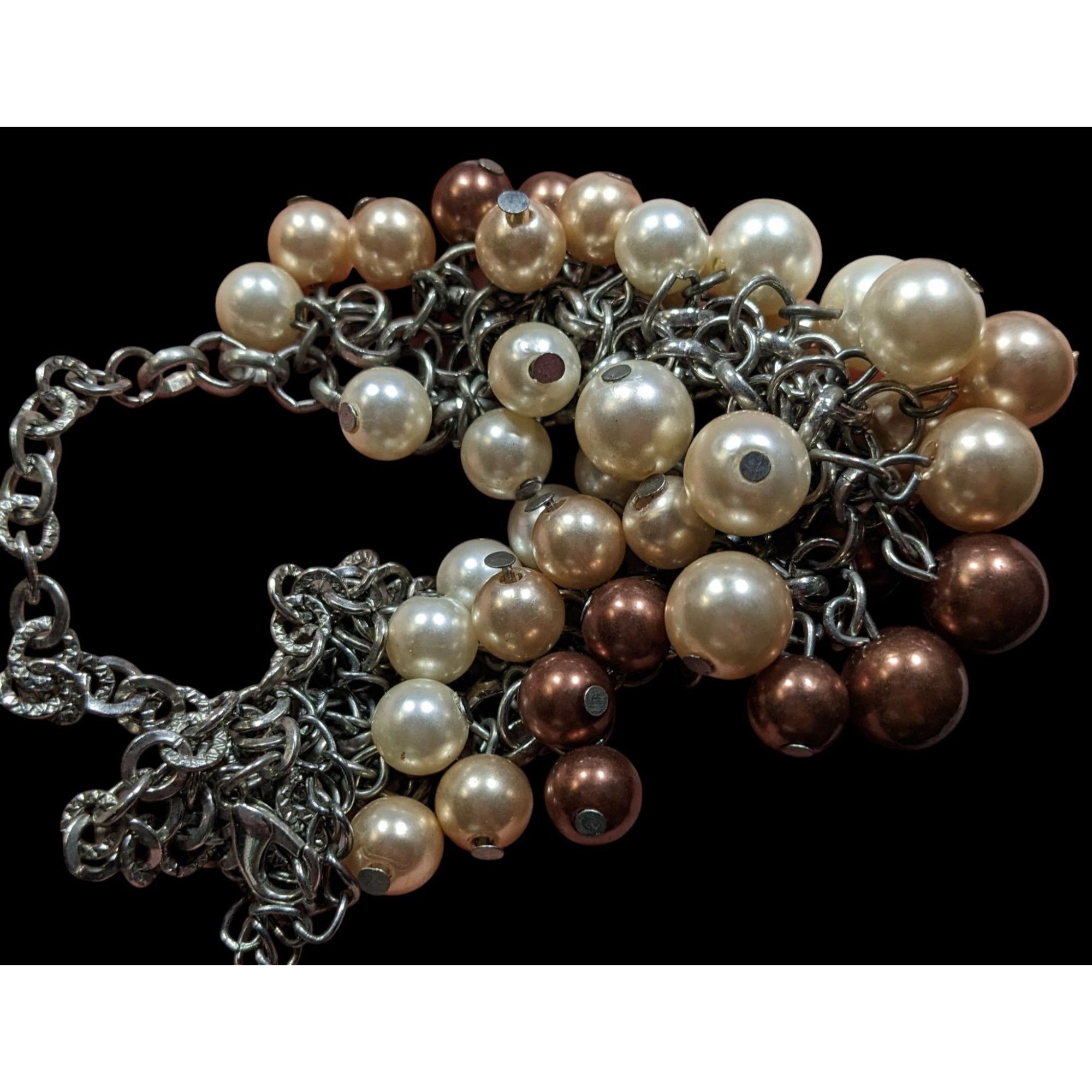Other Elegant Multicolor Faux Pearl Cascade Necklace With Silver-T Size ONE SIZE - 3 Thumbnail