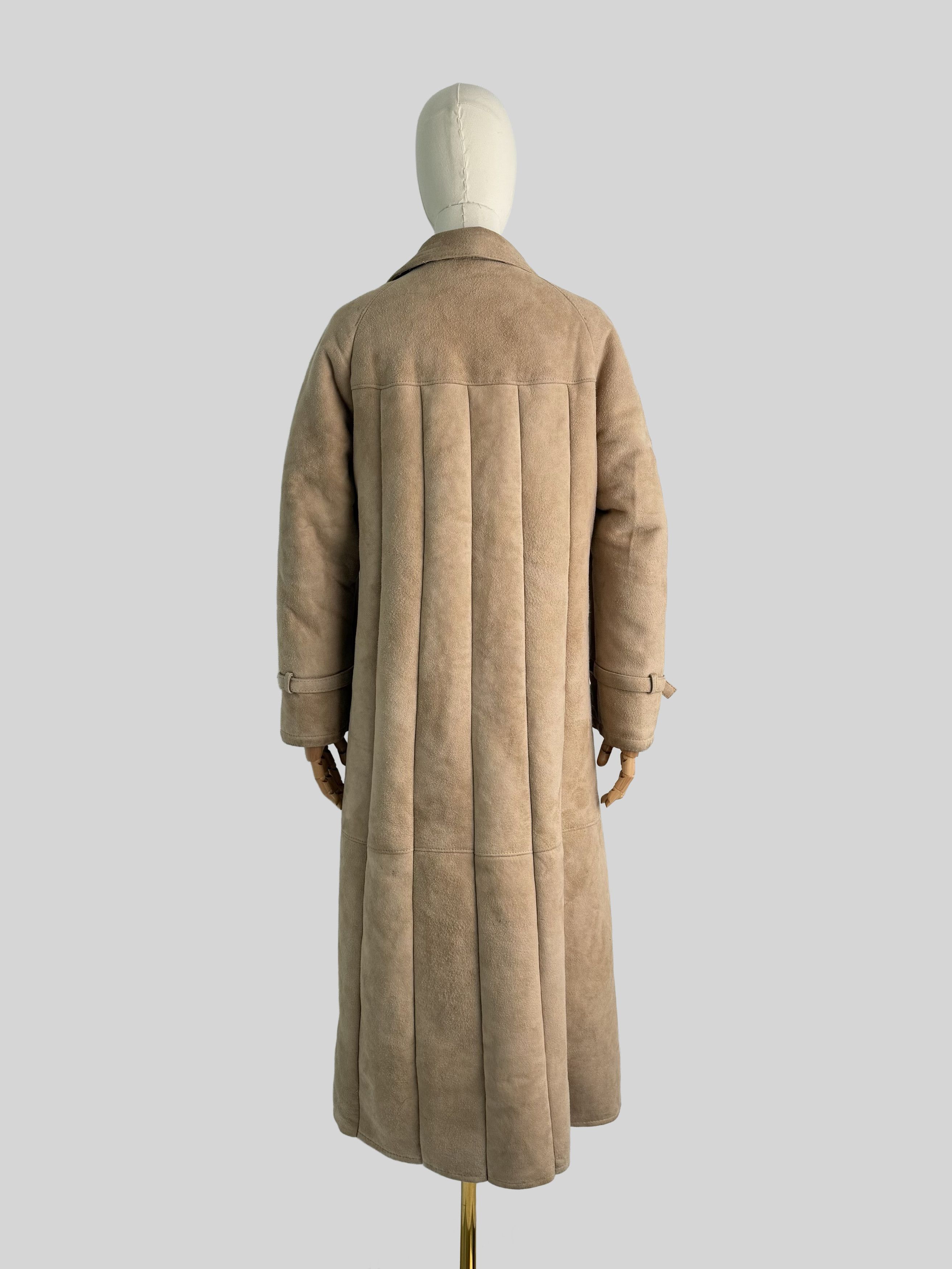 Vintage Y2K Shearling Leather Maxi Coat Longline Winter Y2K (ET1) Size L / US 10 / IT 46 - 4 Thumbnail
