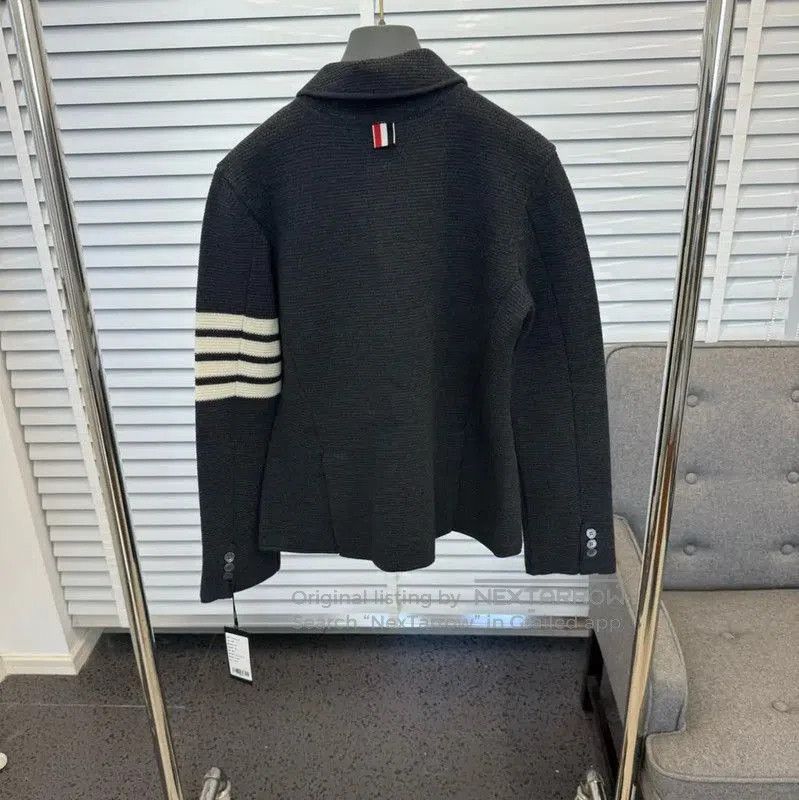 Thom Browne Thom Browne Gray Wool Cropped Cardigan . Size L / US 10 / IT 46 - 1 Thumbnail