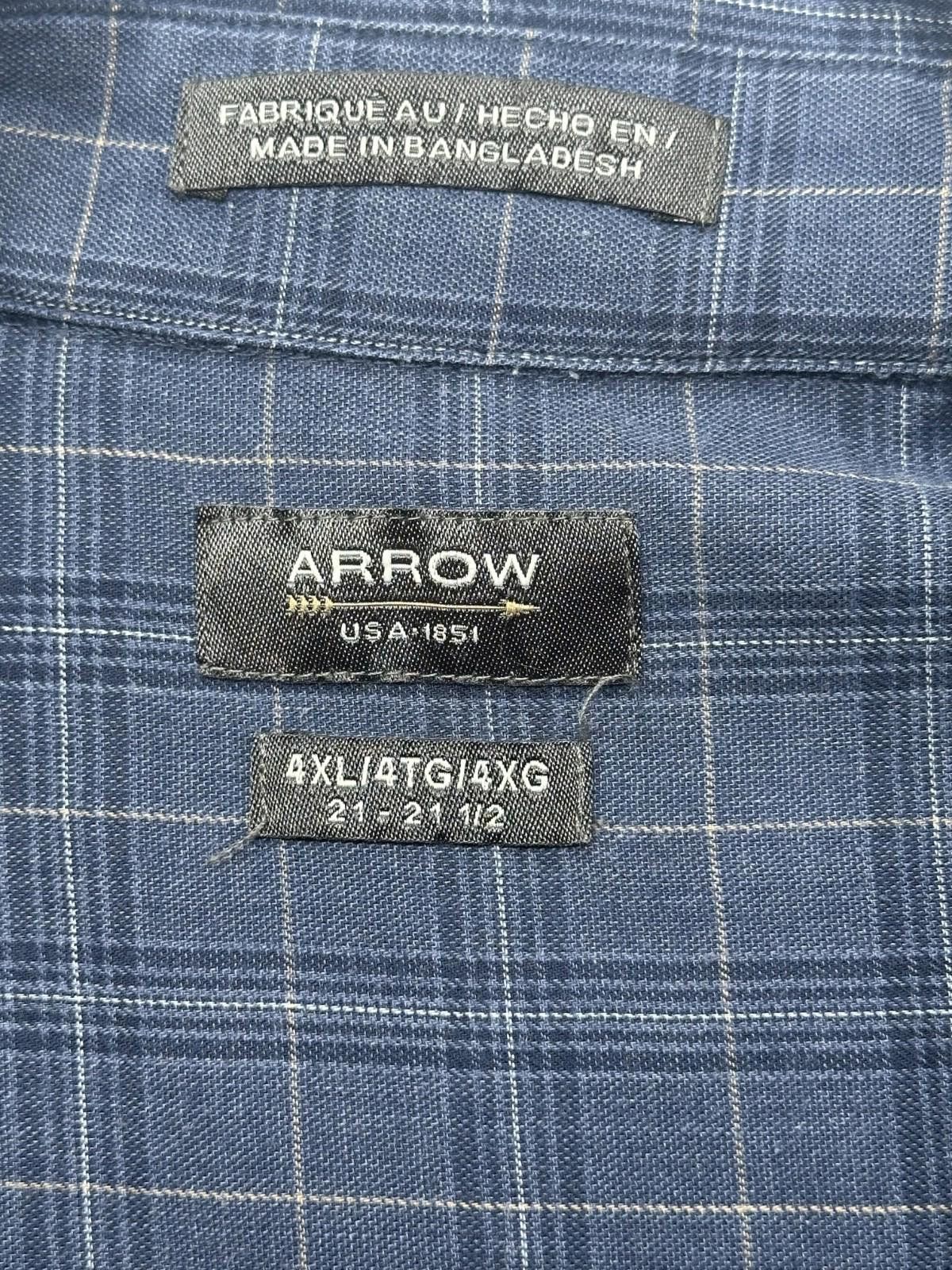Arrow Arrow 4TG/4XG/21-21.5 Blue Check Button Down Oxford Size 54R - 3 Thumbnail