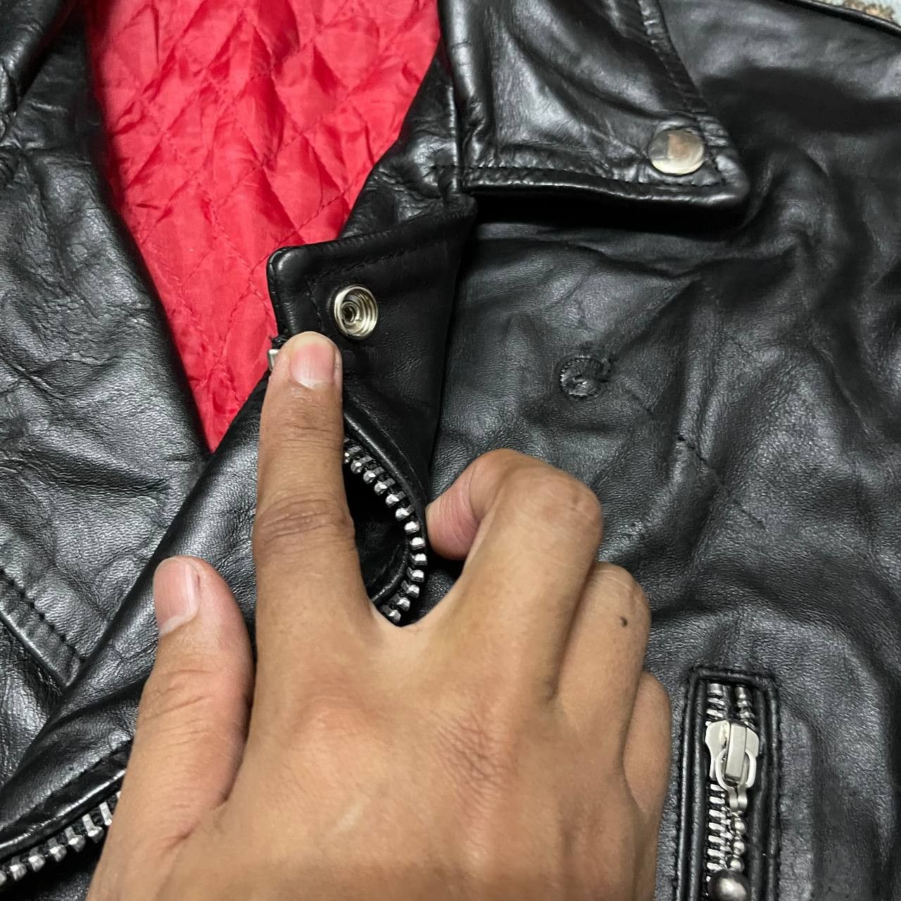 Leather Vintage Motorcycle Double Collar Cowhide Leather Jacket Size US M / EU 48-50 / 2 - 11 Thumbnail