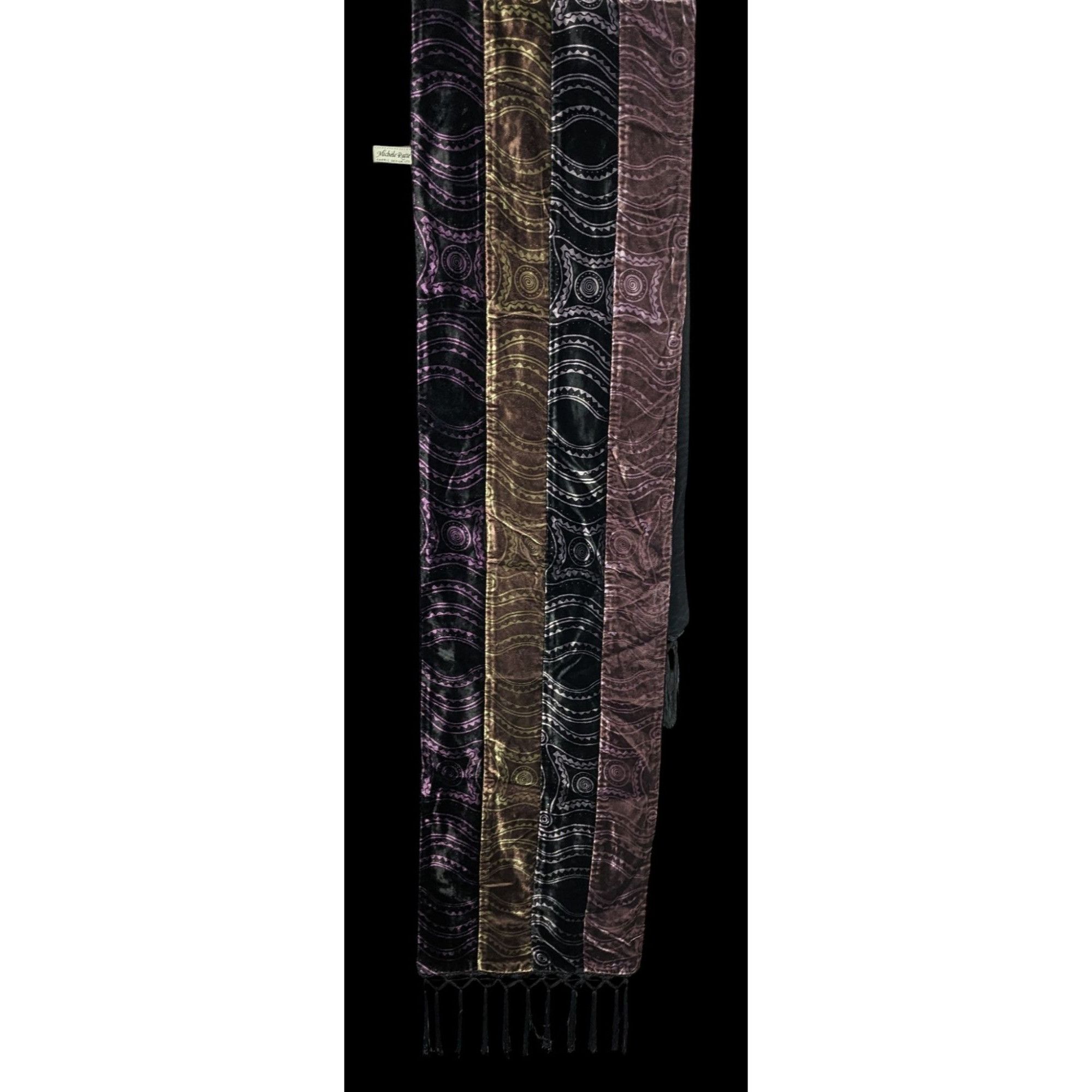 Other Michele Ratte Handmade Velvet Scarf With Fringe Multicolor Size ONE SIZE - 1 Thumbnail