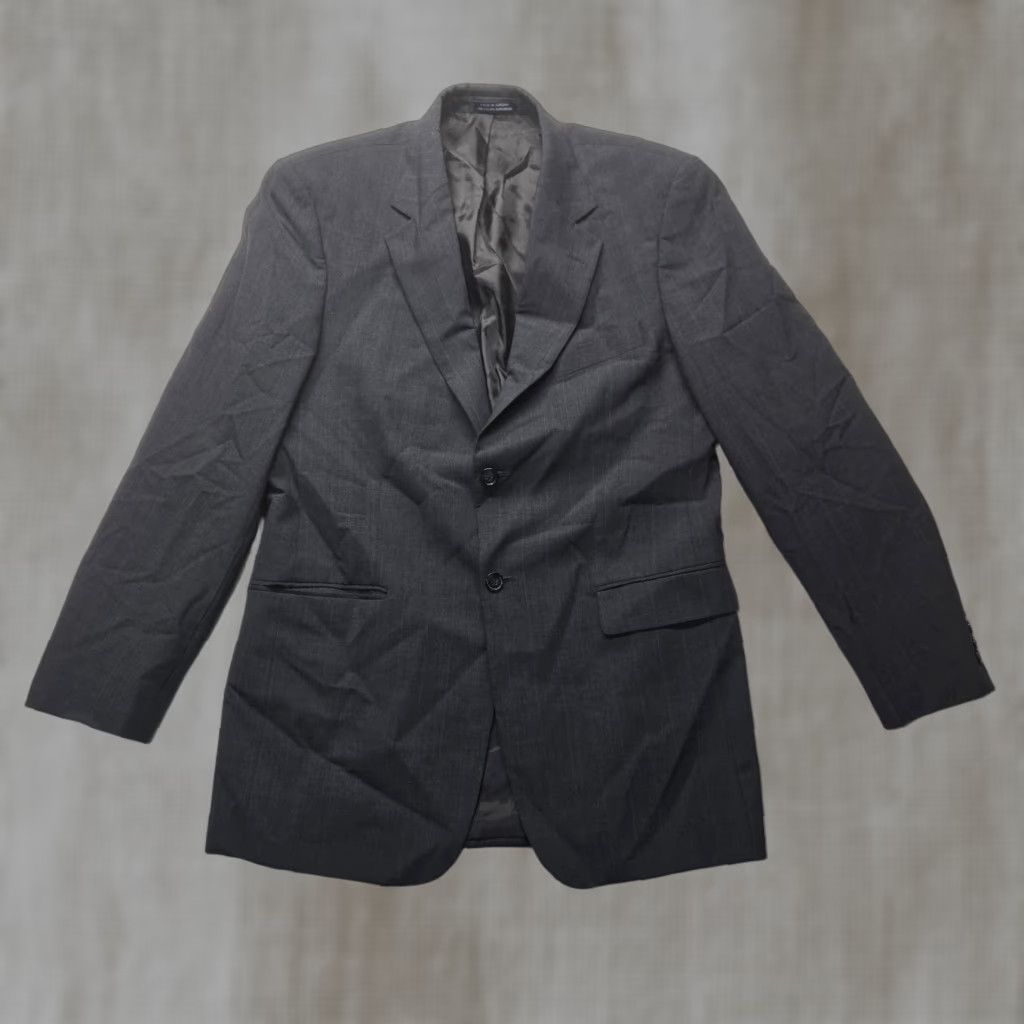 Stafford Stafford Wool Suit Jacket Regular 40L Long Mens Gray Two-Button Notch Notch Lapel Business Coat 40 Mens Size 40R - 1 Thumbnail