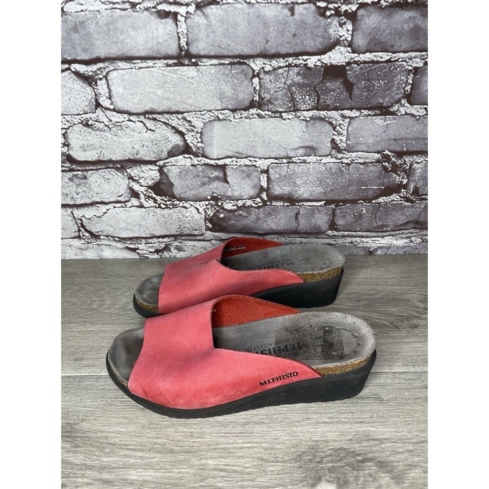 Mephisto Mephisto Lisane Pink Nubuck Leather Slide Cork Wedge Sandals Size US 6 / IT 36 - 9 Thumbnail
