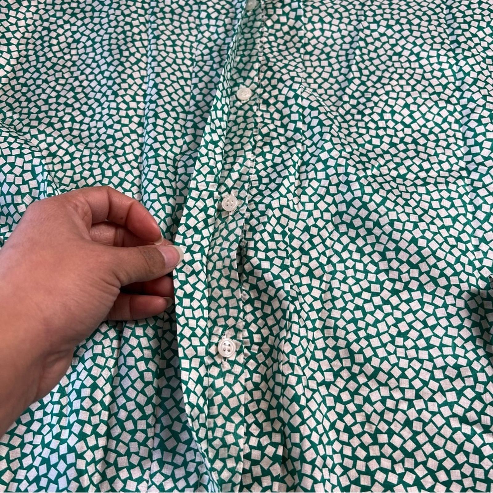 Other Nicola 80s Womens L 14 Green Button Up Long-Sleeve Vintage Size L / US 10 / IT 46 - 6 Thumbnail