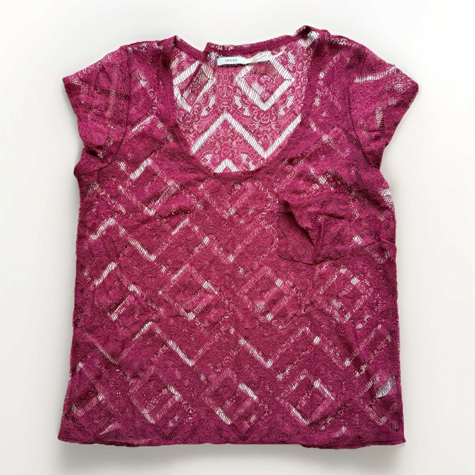 Urban Outfitters Vintage Size Small Urban Outfitters burgundy lace blouse tee Size S / US 4 / IT 40 - 4 Thumbnail