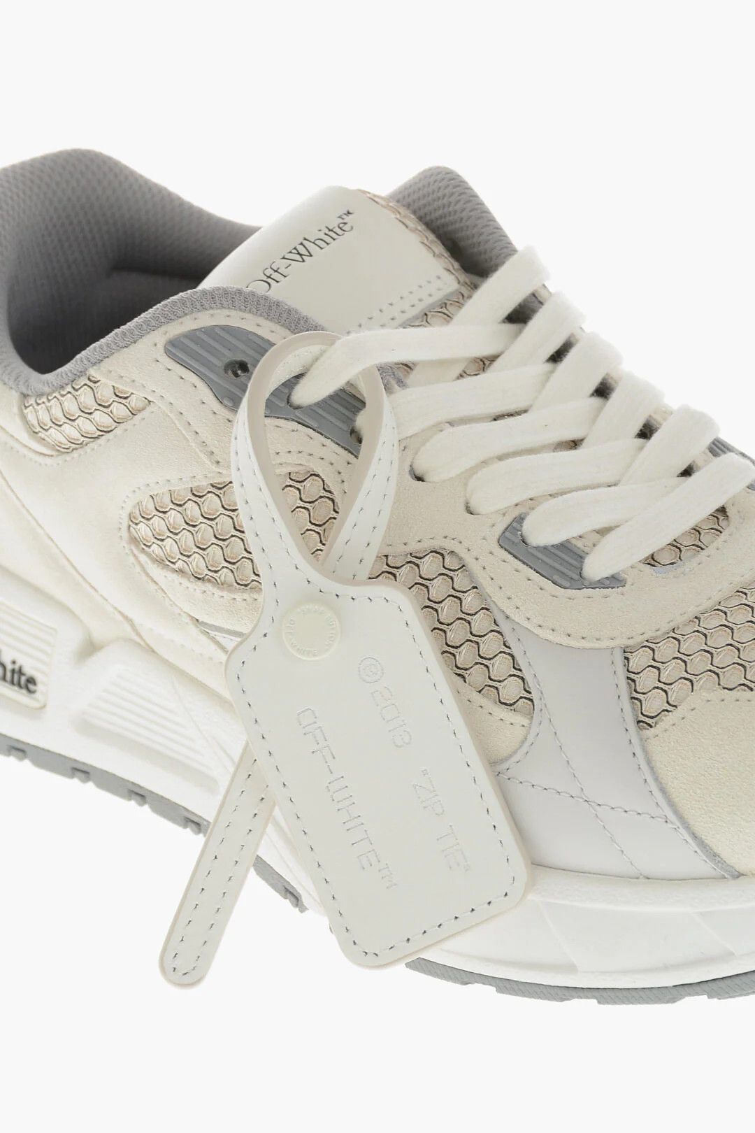 Off-White og1mm0426 Fabric & Suede Low-Top Sneakers in Beige & White Size US 9 / IT 39 - 2 Thumbnail