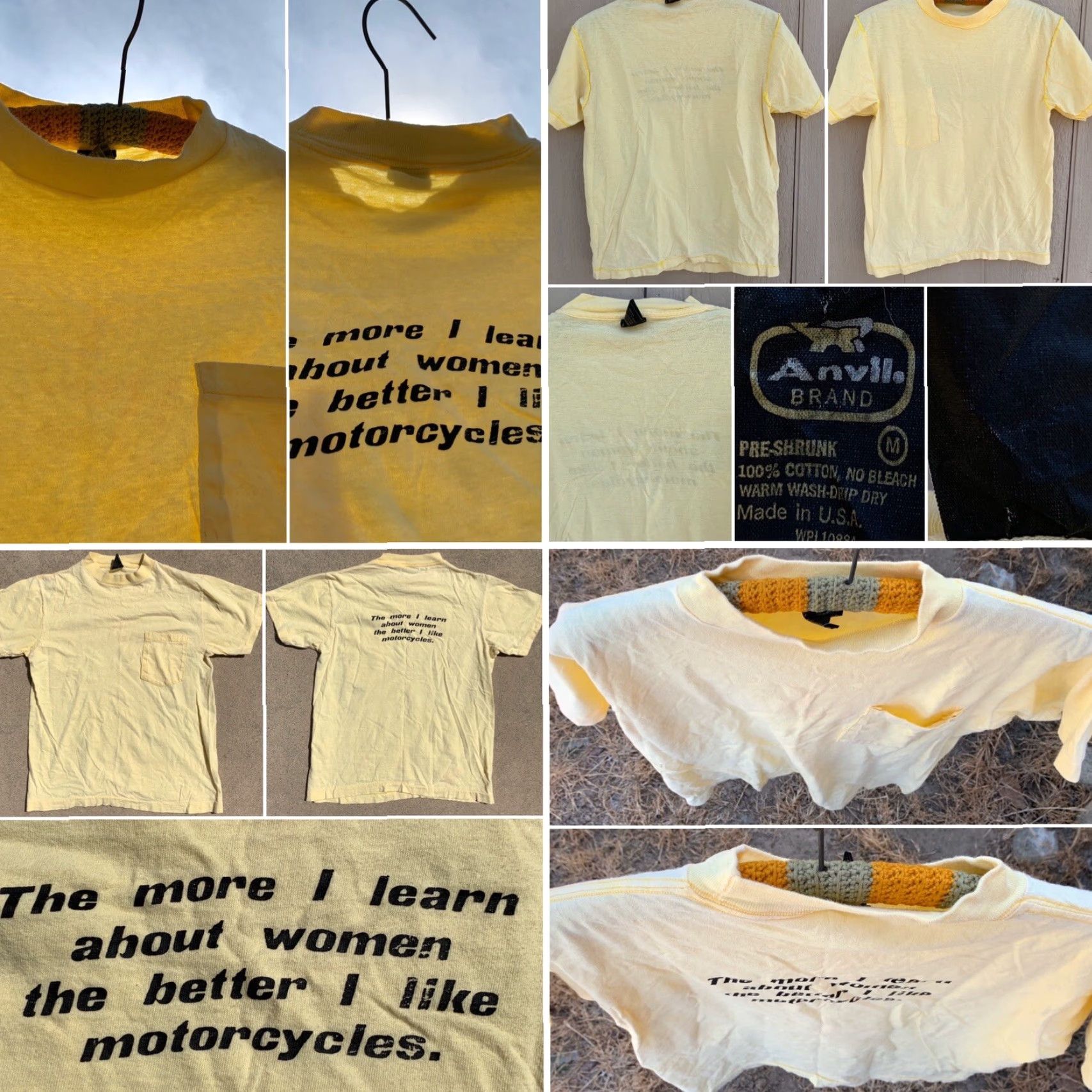 Anvil VINTAGE The More I Learn About Women The Better I Like Motorcycles T-Shirt M 70s Size M / US 6-8 / IT 42-44 - 5 Thumbnail