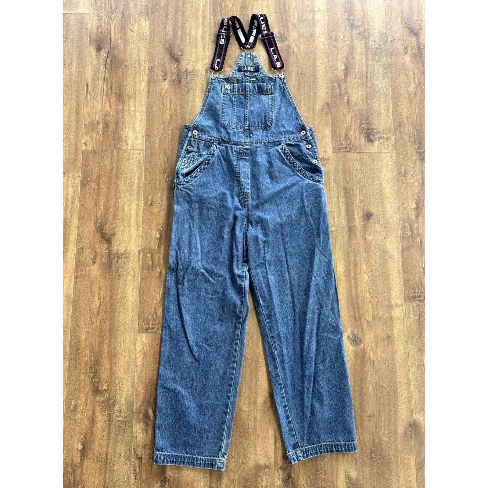 Vintage VINTAGE LA Blues Womens Medium Carpenter Overalls Denim Bib 90s Y2K Denim Bib Overalls Straight Jeans Size 32" / US 10 / IT 46 - 4 Thumbnail