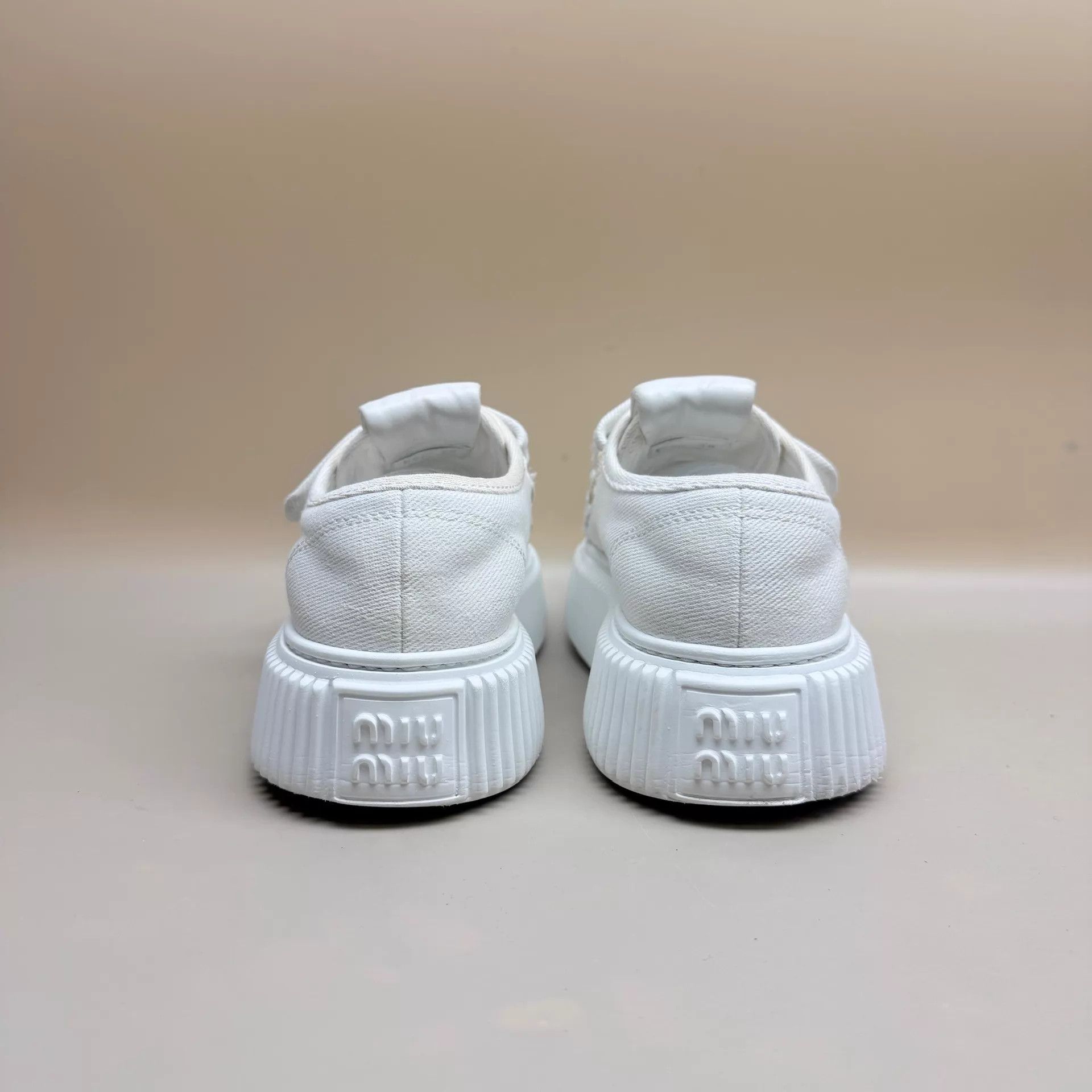Miu Miu Miu Miu White Logo Velcro Thick Sneaker 38 95 New Size US 7.5 / IT 37.5 - 3 Thumbnail