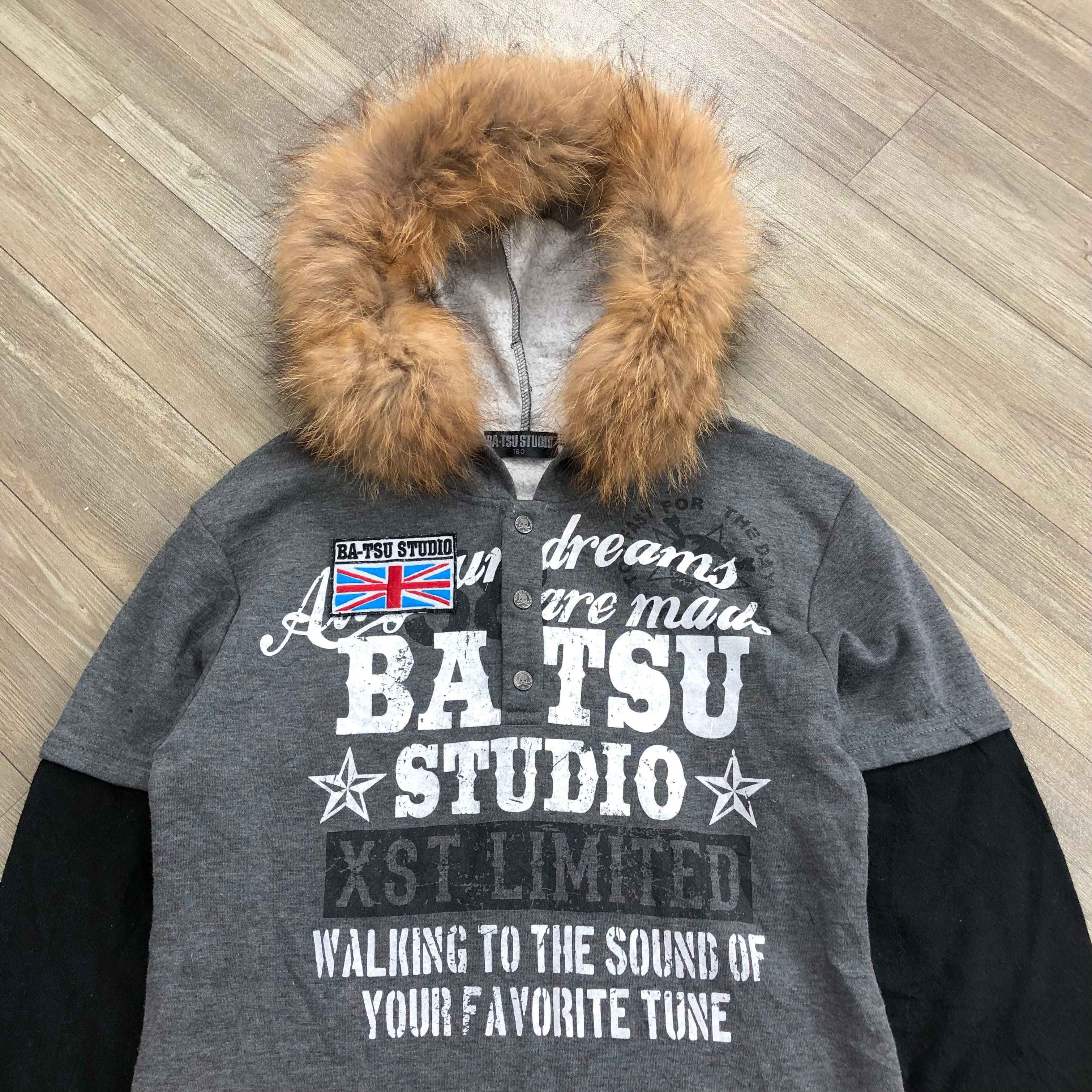 Japanese Brand Y2K Batsu Studio Poem Union Jack Flag Fur Hoodie Goa Style Size US S / EU 44-46 / 1 - 2 Thumbnail