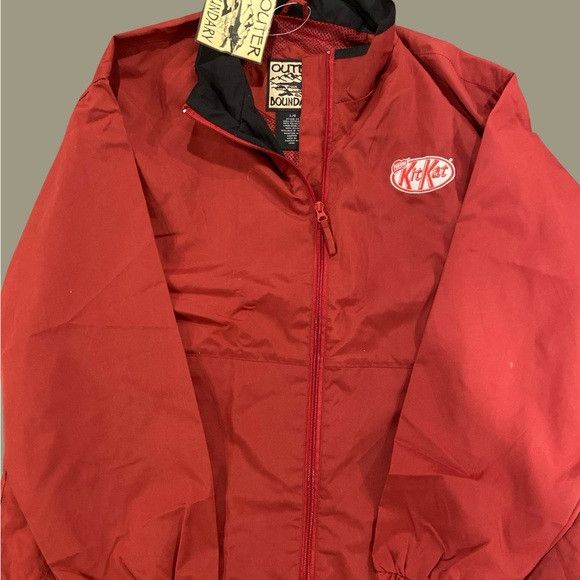 Vintage Outer boundary Vintage Red Kit Kat Windbreaker Jacket Size US L / EU 52-54 / 3 - 1 Thumbnail