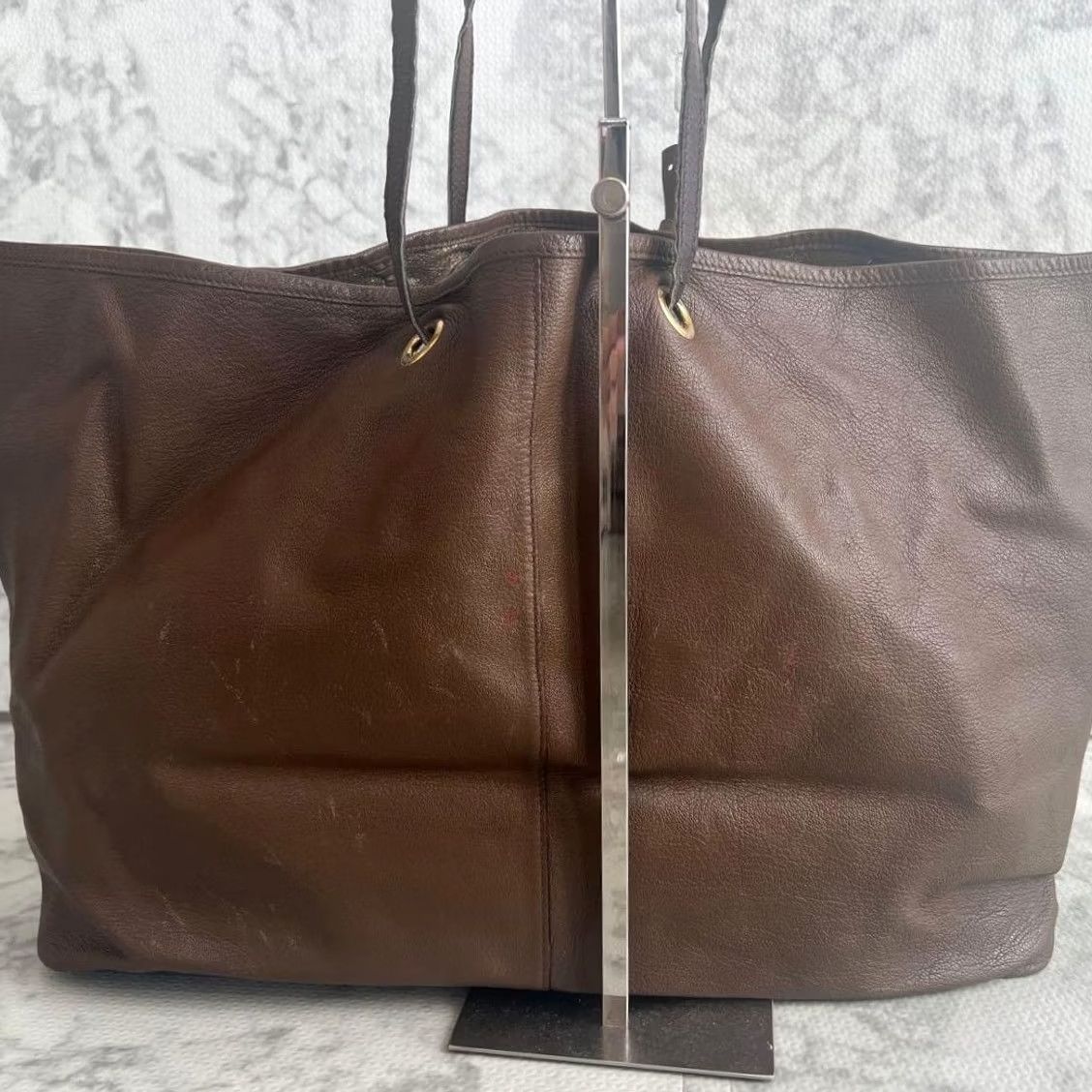 Yves Saint Laurent Yves Saint Laurent Brown Gold Leather Tote Shoulder Bag Reversible with Pouch Size ONE SIZE - 4 Thumbnail