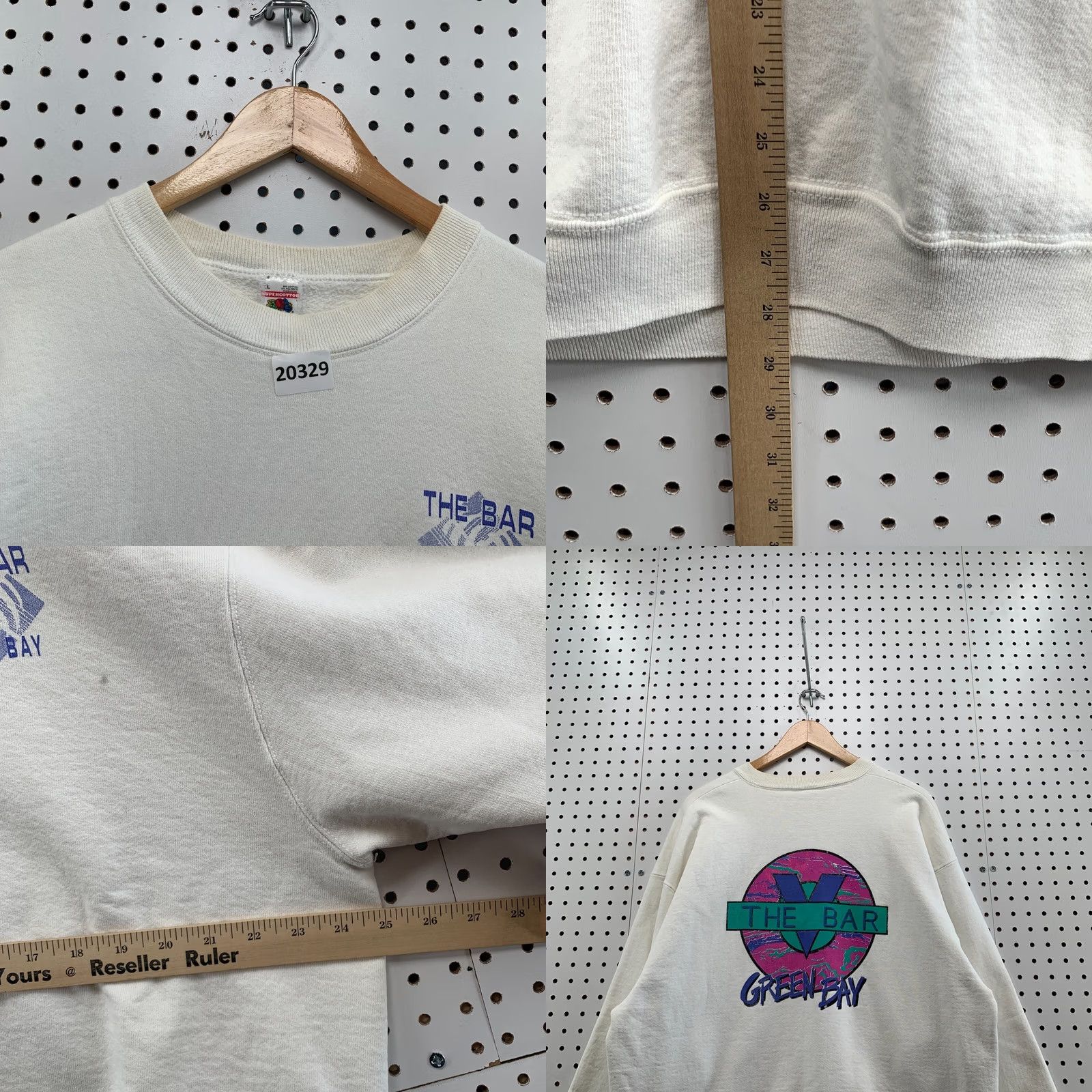 Fruit Of The Loom Vintage Green Bay The V BAR Crew Neck Sweatshirt Adult XL White Pullover - Free Shipping & Handling - 95% Fast Size US XL / EU 56 / 4 - 9 Thumbnail