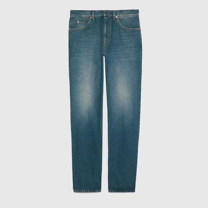 o1mt1gz0725 Regular Fit Washed Jeans in Blue