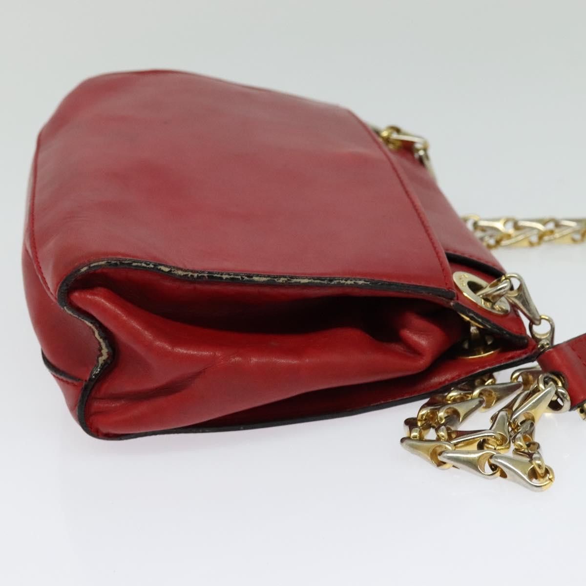Celine CELINE Chain Shoulder Bag Leather Red Gold Size ONE SIZE - 5 Thumbnail