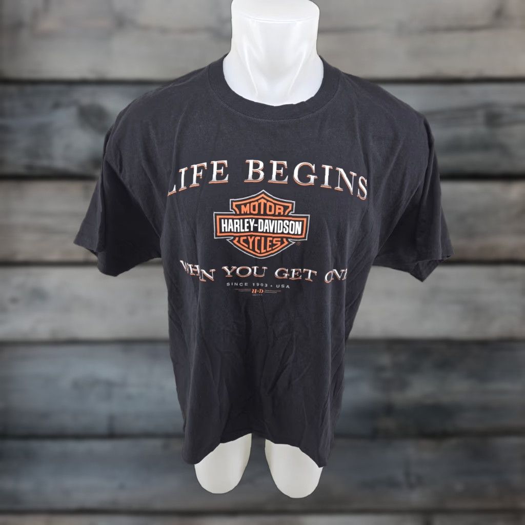 Harley Davidson Harley-Davidson Motorcycles Life Begins Pelham Alabama Black Shirt XL Men Short Sleeve Crew Neck Graphic Print T-Shirt Size US XL / EU 56 / 4 - 1 Thumbnail