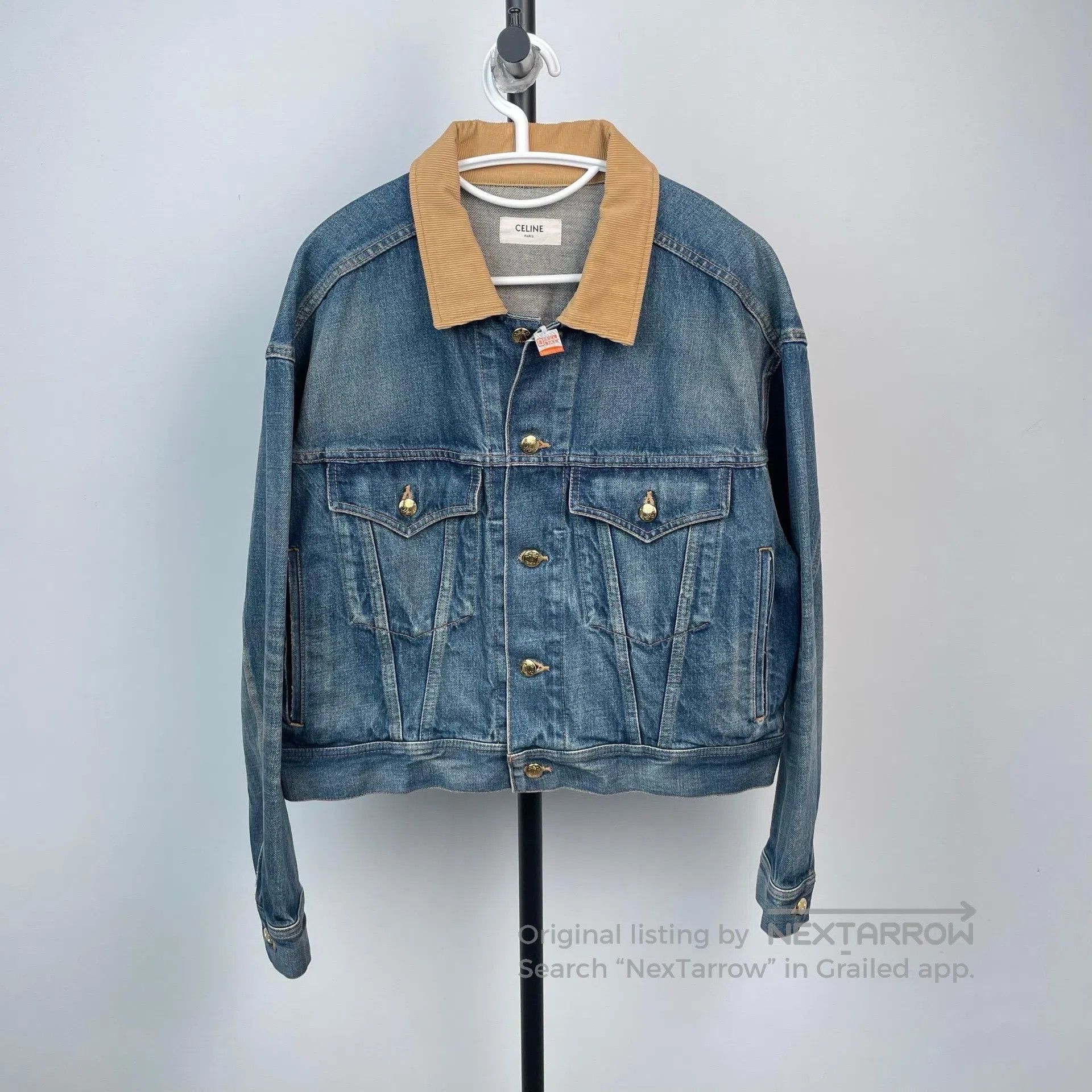 Celine CELINE Blue Washed Logo Letter Embroidered Cotton Collar S Size US S / EU 44-46 / 1 - 2 Thumbnail