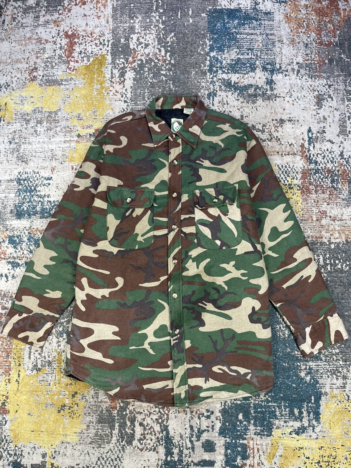 Vintage Vtg 80s Mac Eye Trails Camouflage Padded Overshirt Jacket Size US M / EU 48-50 / 2 - 1 Thumbnail
