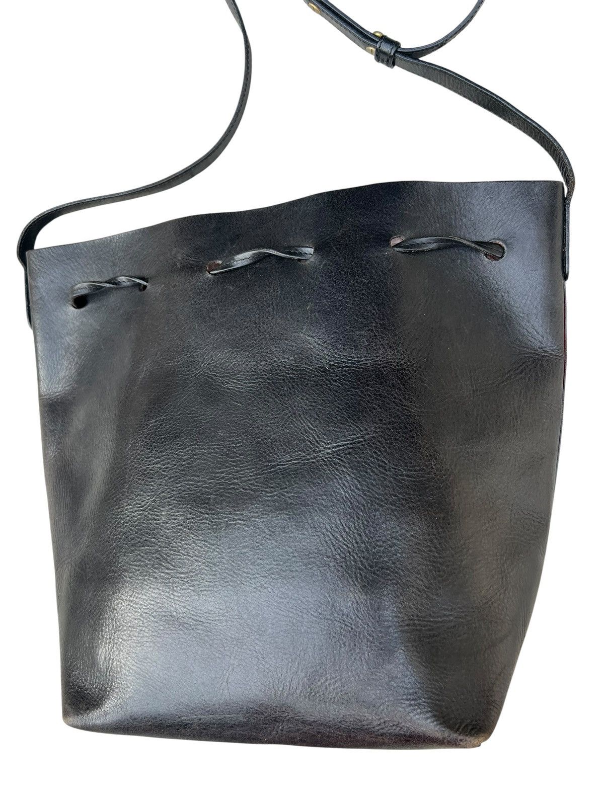 Mansur Gavriel Distressed Patina Black Leather Mansur Gavriel Sling Bag Size ONE SIZE - 10 Thumbnail