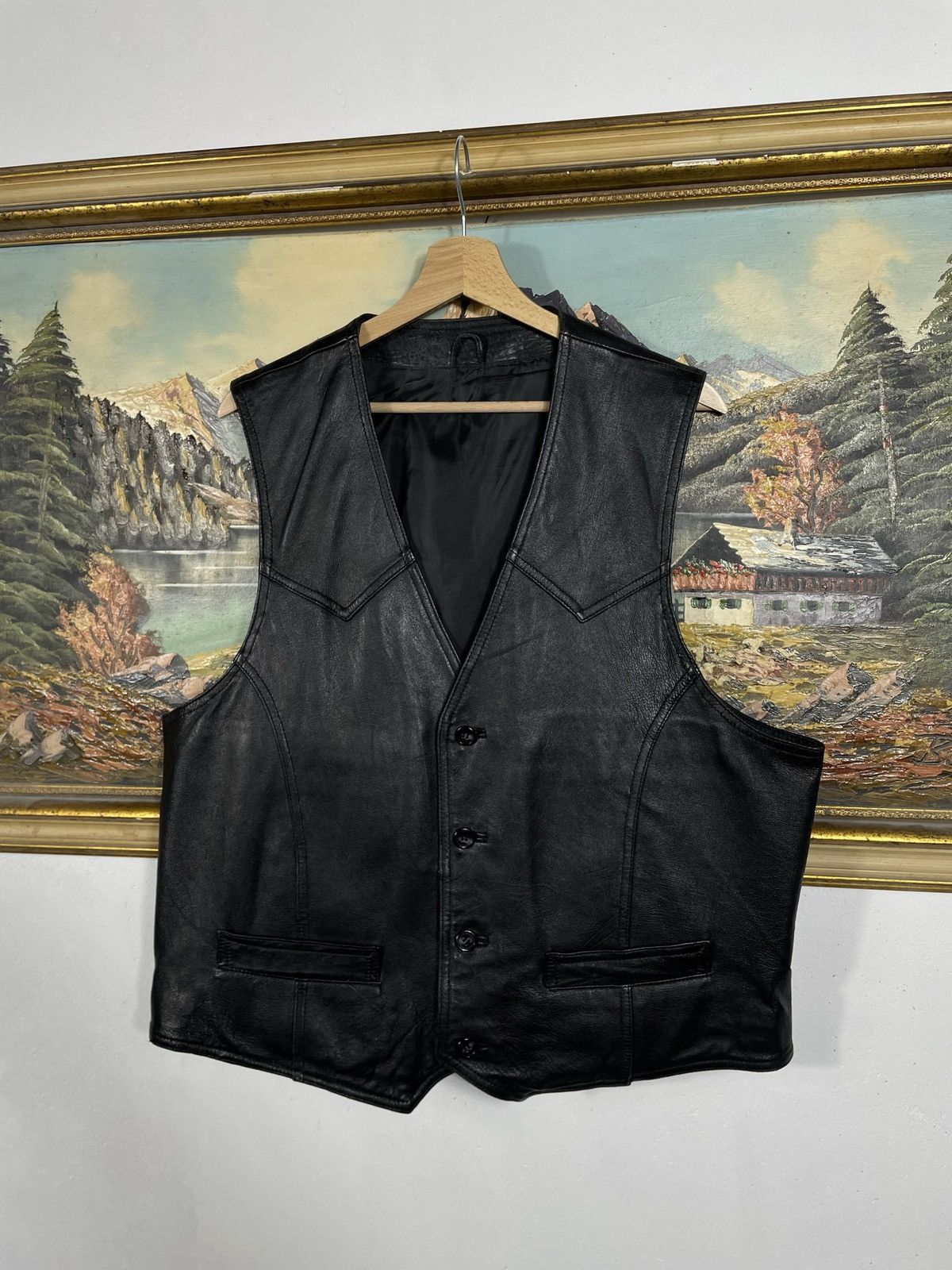 Vintage Vintage Y2k Real Leather Black Vest Jacket Punk Rock Motor Size US XL / EU 56 / 4 - 3 Thumbnail