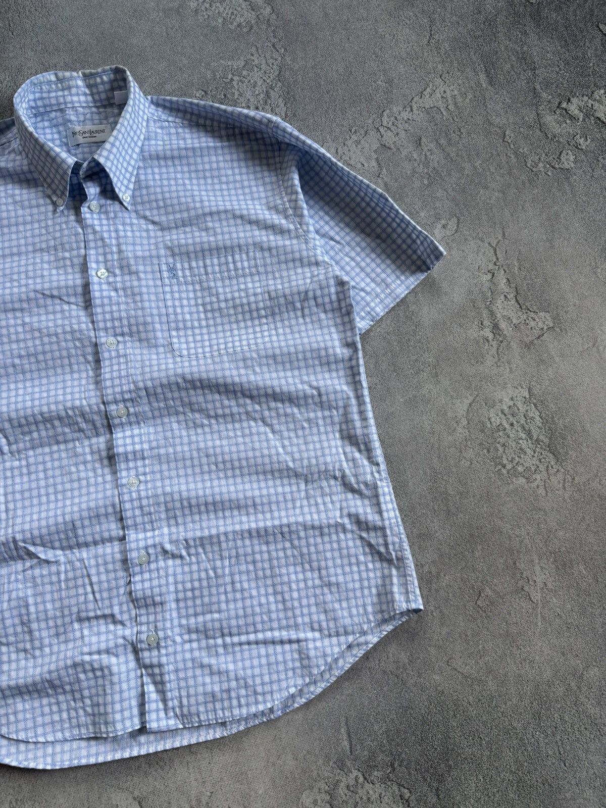 Yves Saint Laurent Yves Saint Laurent YSL L/size Chekered shirt button up polo Size US L / EU 52-54 / 3 - 10 Thumbnail