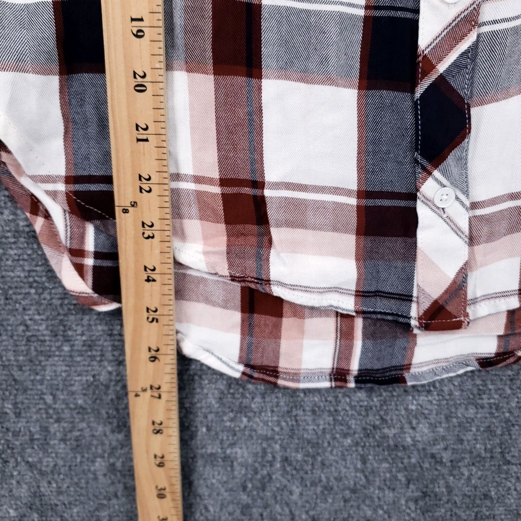 Vintage Altar'd State Shirt XS Brown White Plaid Button Up Long Sleeve Extra Small Women Size XS / US 0-2 / IT 36-38 - 5 Thumbnail