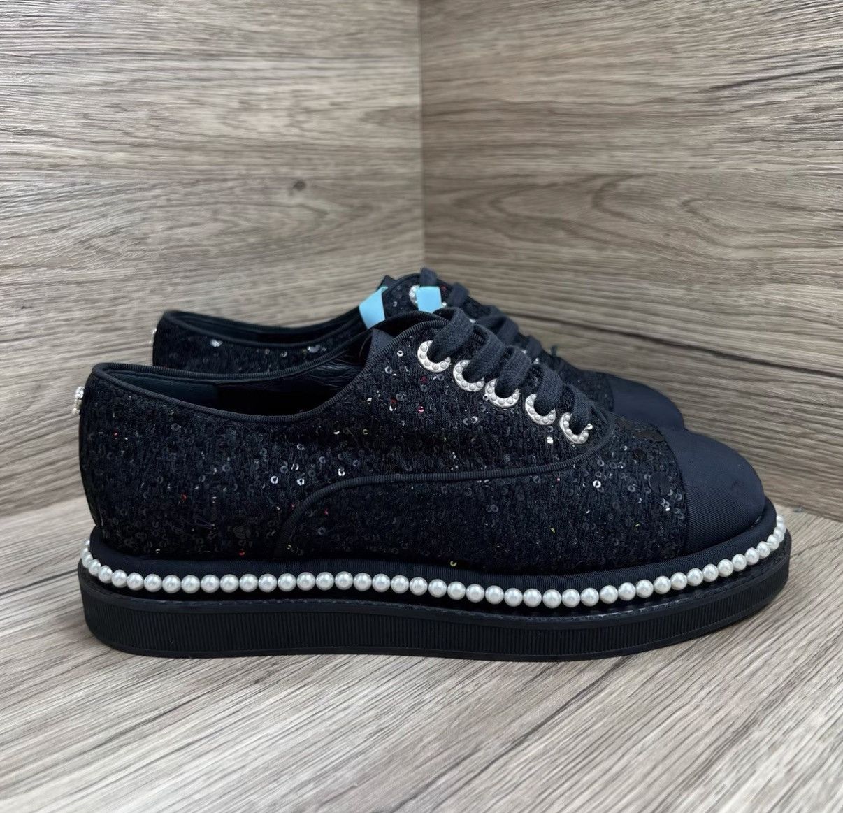 Chanel Chanel Black Pearl Sequin Double C Loafers J41 Size US 6 / IT 36 - 3 Thumbnail