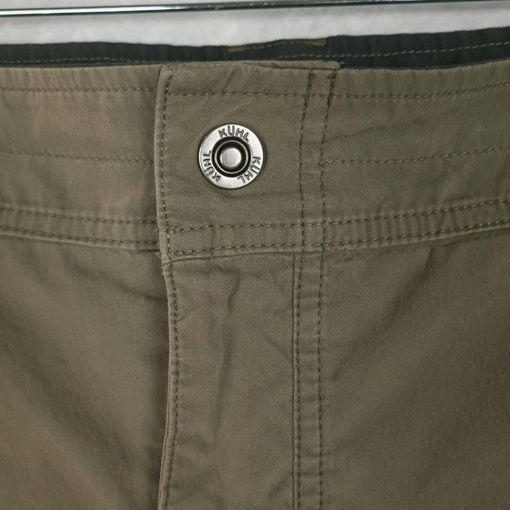 Vintage Kuhl Free Radikl Pants Mens 36 Green Canvas Stretch Hiking Outdoor Nylon Regular Front Zip Pocket Style Khakis 5-Pocket Mens Size US 36 / EU 52 - 4 Thumbnail
