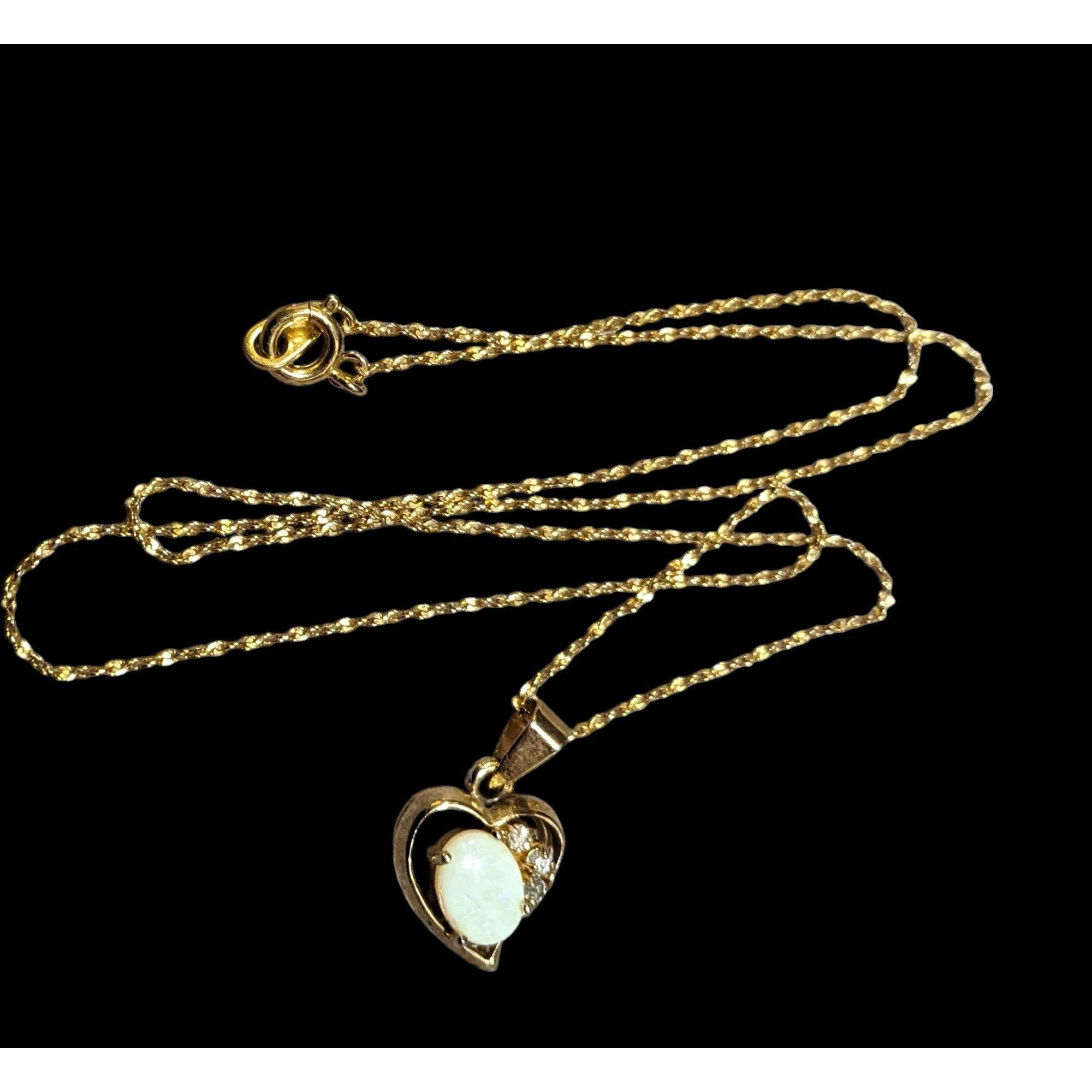 Other Nakagawa Corporation Gold Tone Opal Gemmed Heart Necklace Size ONE SIZE - 6 Thumbnail