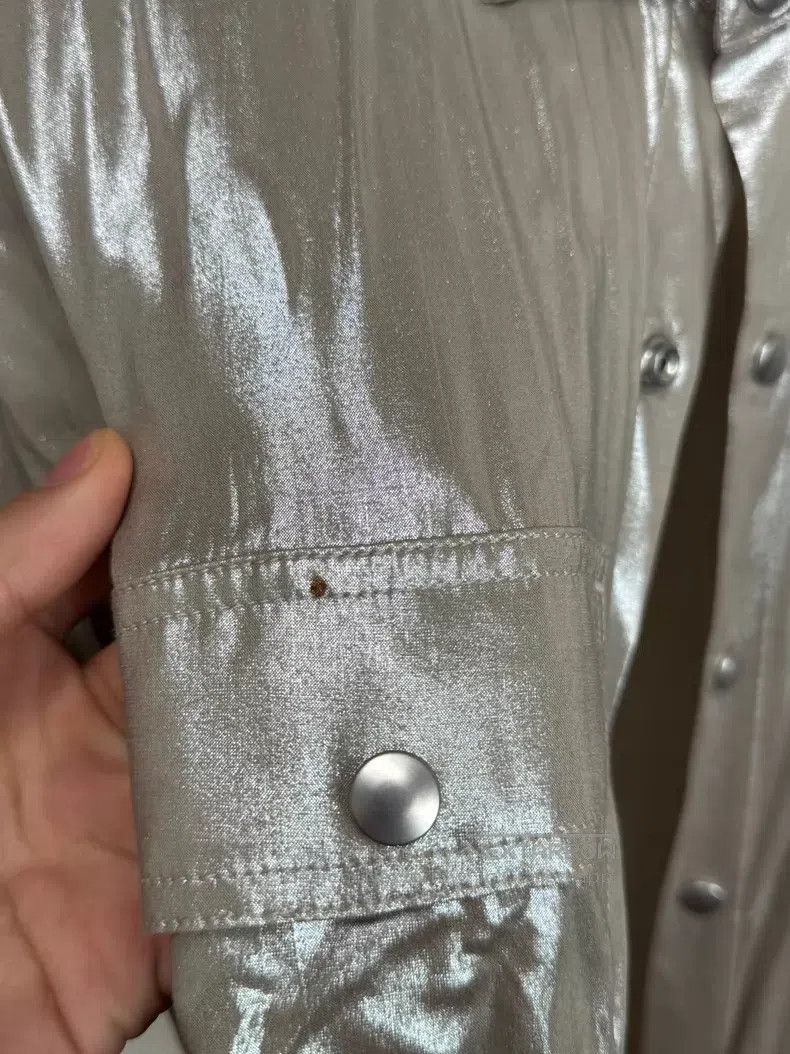 Other Rick Owens 22SS metallic silver blouse with buttoned cuff| Size XS / US 0-2 / IT 36-38 - 6 Thumbnail
