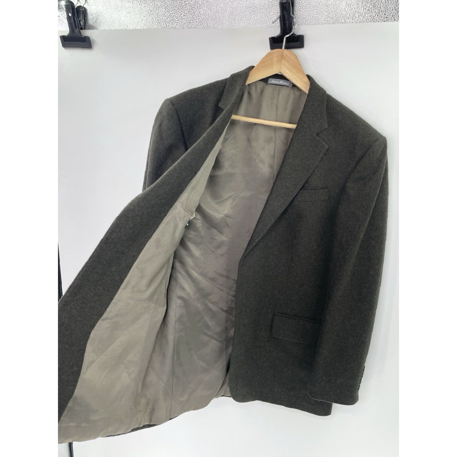 Oscar De La Renta Oscar de la Renta Blazer Jacket Single-Breasted Two-Button Wool Cashmere Men 42R Muted Brown Gray Regular Office Career Designer Professional Formal Size 42R - 4 Thumbnail