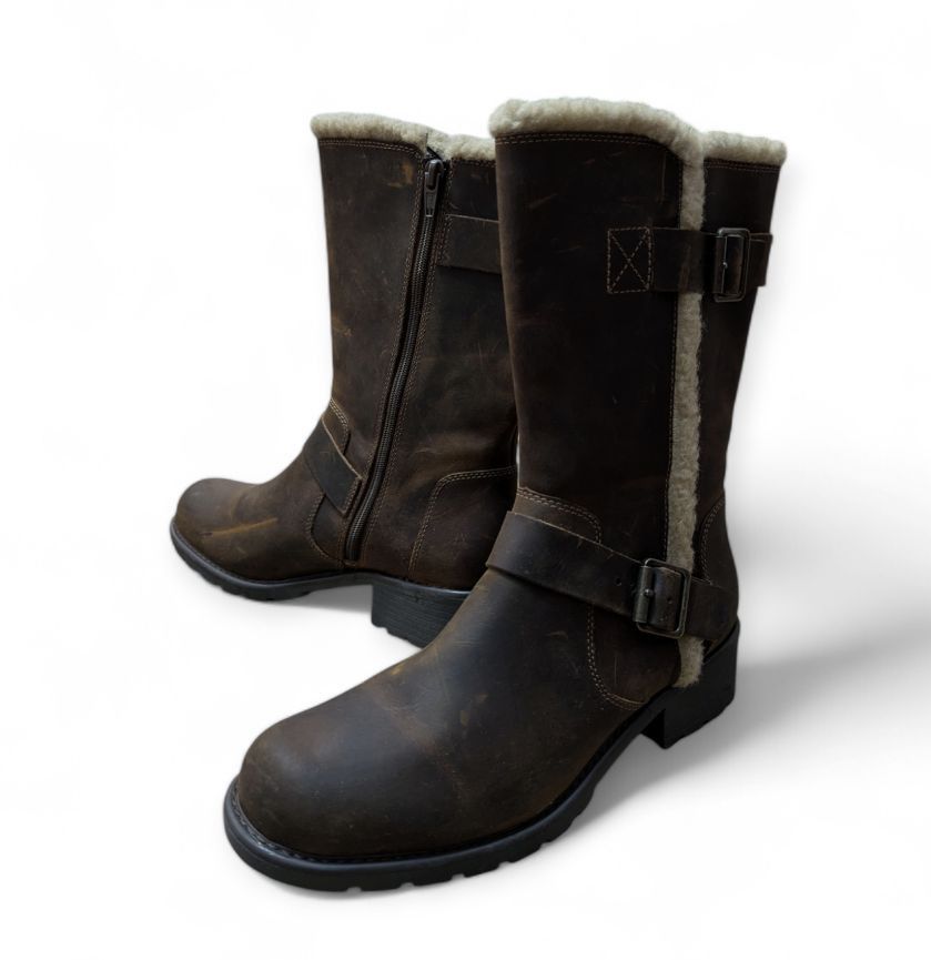 Clarks CLARKS Engineer Boots Biker Boots Fur Trimmed Size US 8.5 / IT 38.5 - 14 Thumbnail