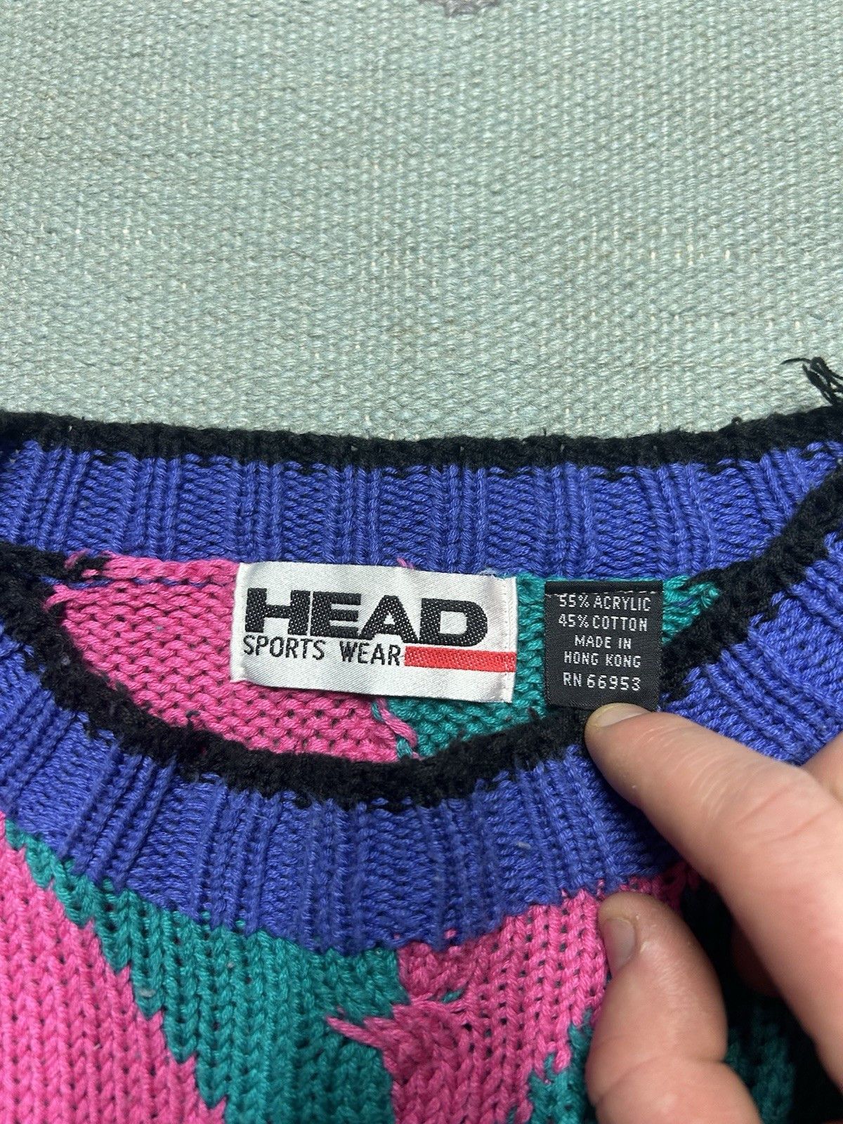 Vintage Vtg head knit sweater acryli cotton ski abstract geometric M Size US M / EU 48-50 / 2 - 3 Thumbnail