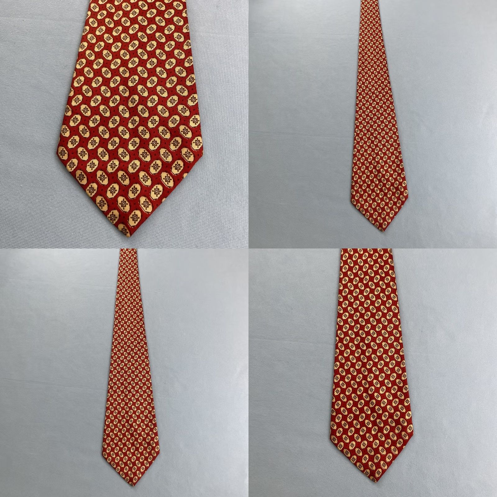 Arrow VINTAGE Arrow USA NeckTie Geometric Rockabilly Foulard Wide Swing Tie 4x50" Silk Rayon Red Orange Yellow One Size Men Tie Size ONE SIZE - 10 Thumbnail