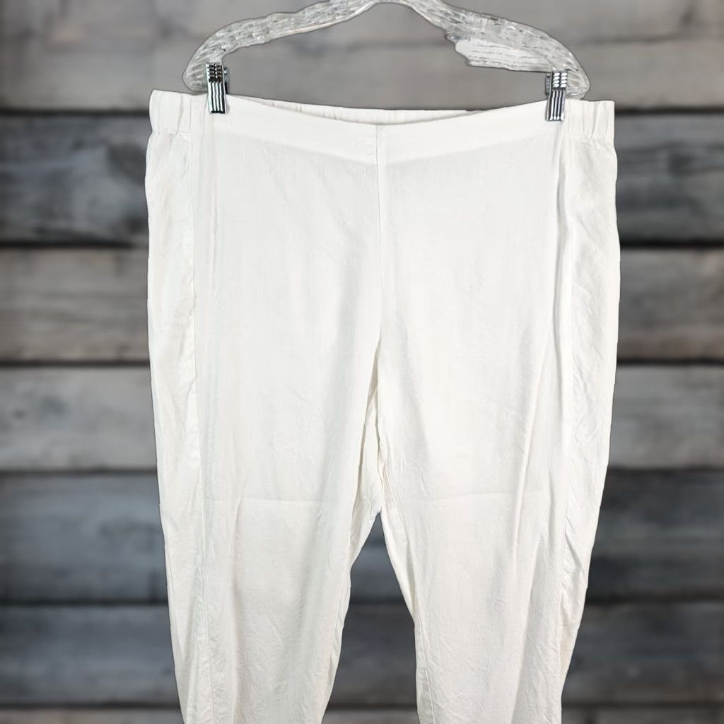J. Jill VINTAGE J Jill Womens Linen Stretch Cropped Pants L White Pull On Mid Rise Size 36" / US 14 / IT 50 - 1 Thumbnail