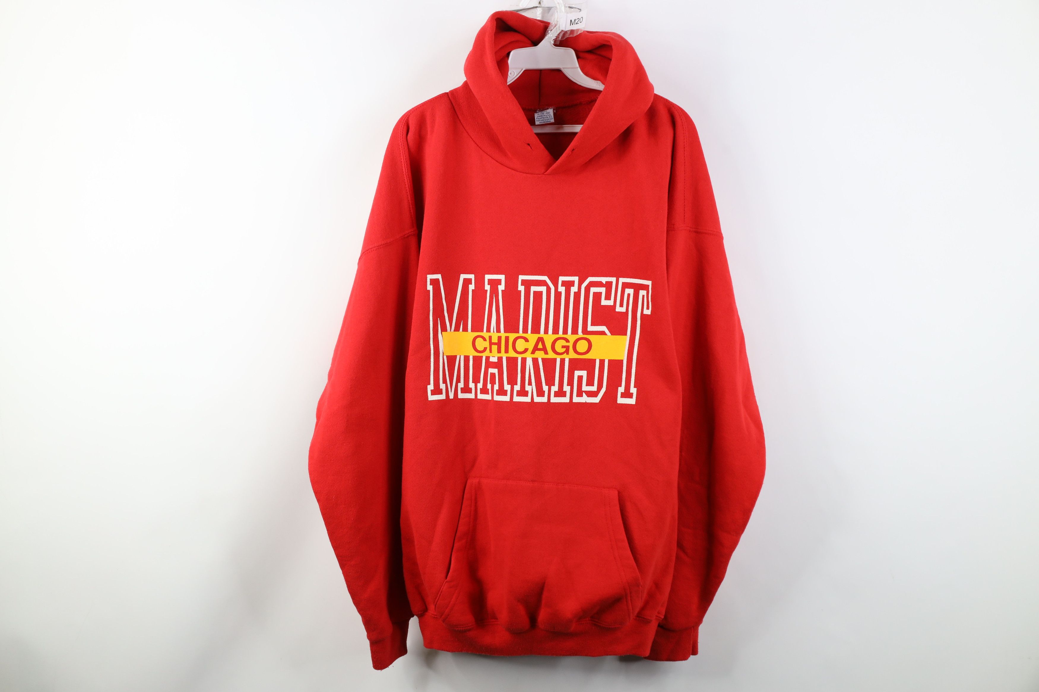 Vintage Vintage 80s 90s Marist Chicago Hoodie Sweatshirt Red USA Size US XL / EU 56 / 4 - 1 Thumbnail