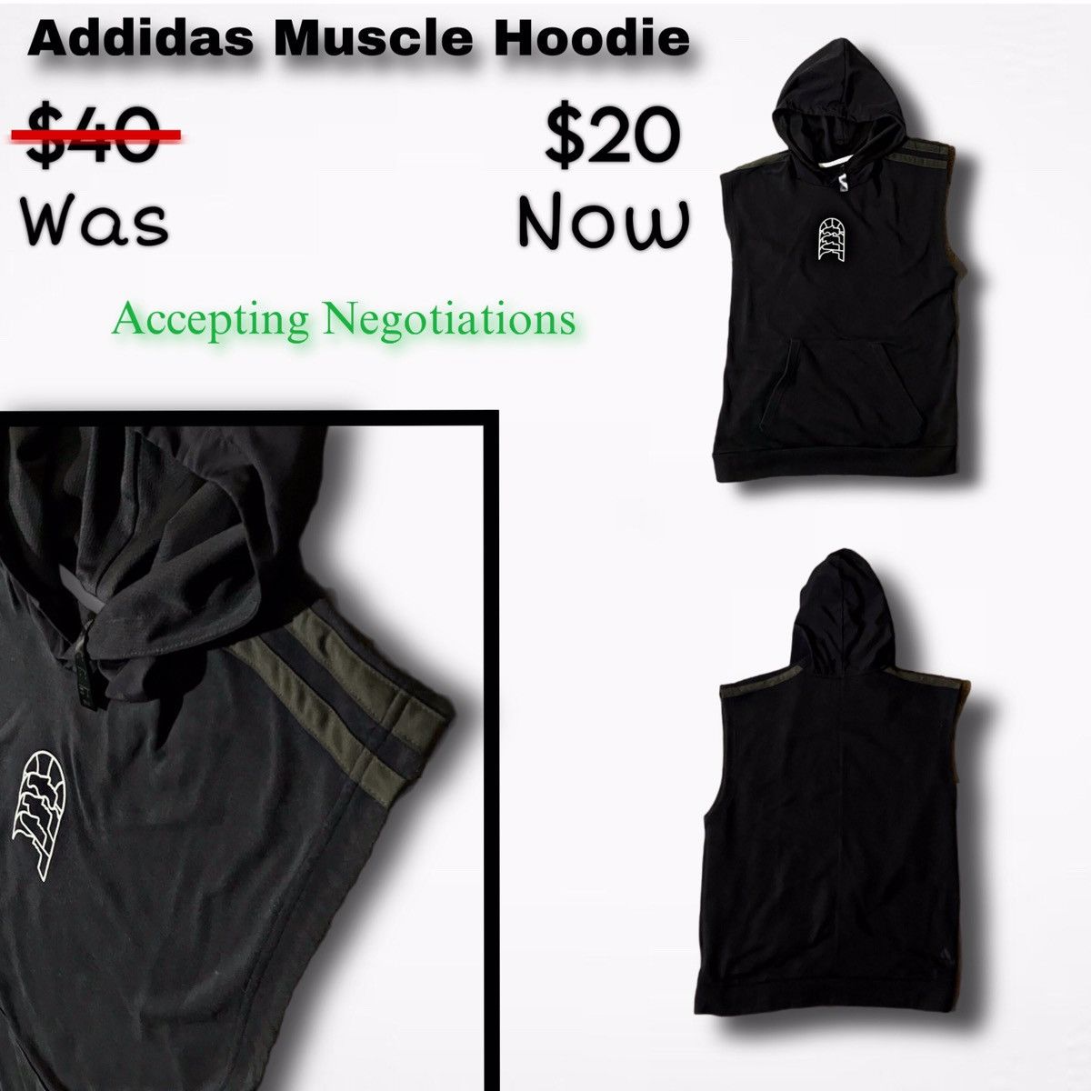 Adidas Adidas Muscle Hoodie Sleeveless Size US M / EU 48-50 / 2 - 2 Thumbnail