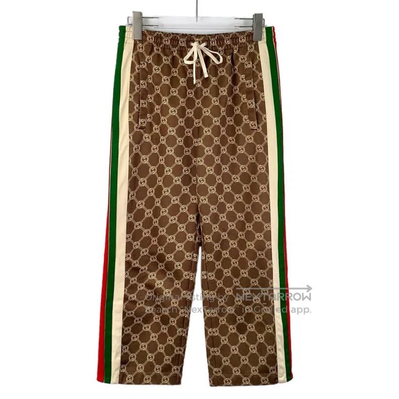 Gucci Gucci SizeXS Brown side stripe logo full print cotton draws Size 32" / US 10 / IT 46 - 1 Thumbnail